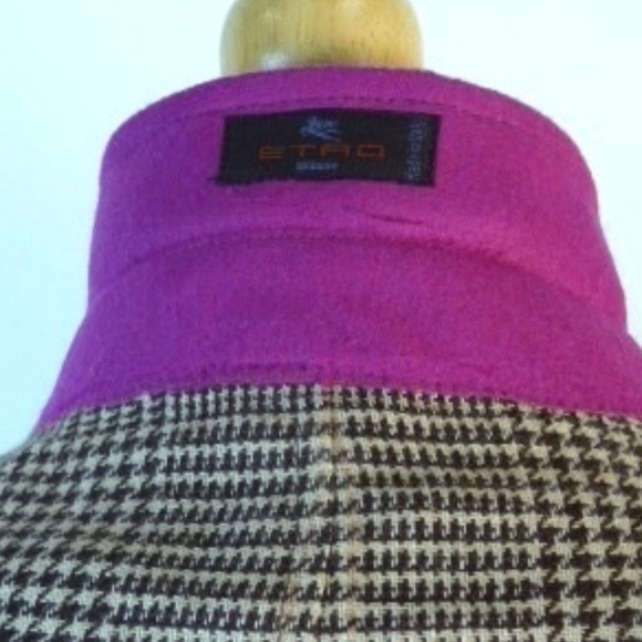 ETRO MILANO BROWN PLAID SILK HACKING JACKET blazer - Picture 6 of 7